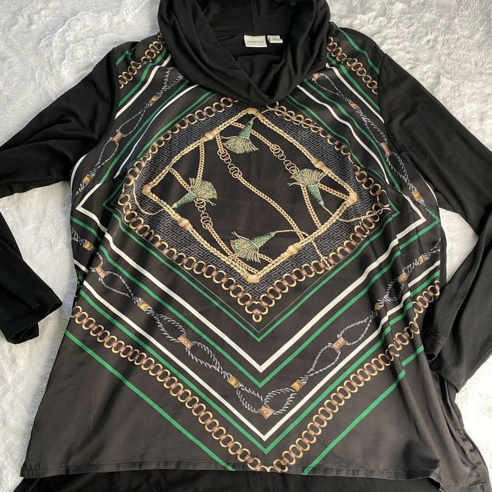 Chicos Zenergy Black Cold Shoulder Top Size 3/ XL